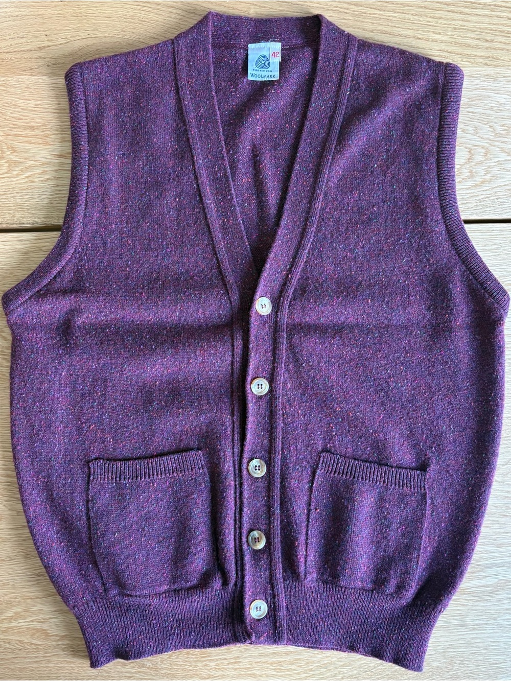 Woolmark Purple Men’s Button-Front Cardigan Vest